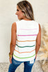 Striped Round Neck Sleeveless Knit Sweater Vest