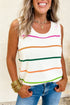 Striped Round Neck Sleeveless Knit Sweater Vest