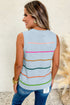 Striped Round Neck Sleeveless Knit Sweater Vest