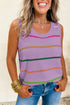 Striped Round Neck Sleeveless Knit Sweater Vest