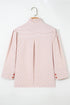 Striped Ruffle Collar Puff Sleeve Button Down Shirt