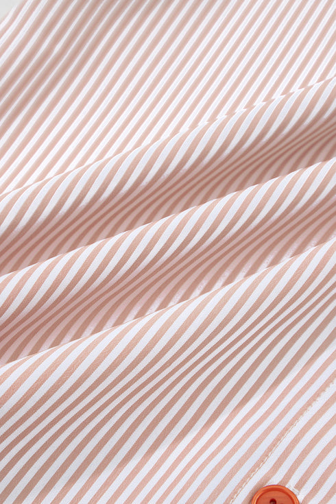 Striped Ruffle Collar Puff Sleeve Button Down Shirt