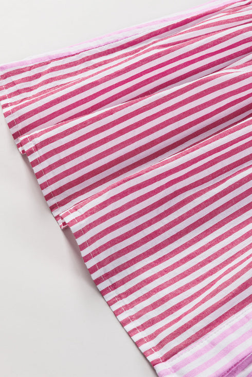 Striped Ruffle Sleeve Button Down Babydoll Shirt