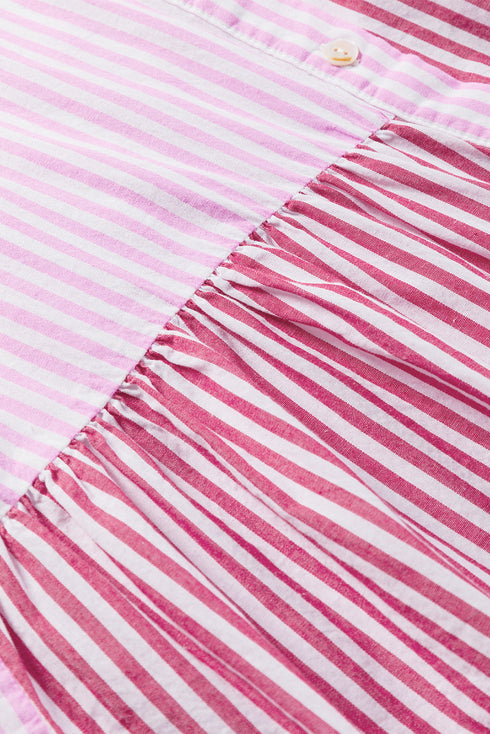 Striped Ruffle Sleeve Button Down Babydoll Shirt