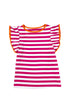Striped Ruffle Sleeve Crew Neck Casual Blouse