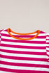 Striped Ruffle Sleeve Crew Neck Casual Blouse