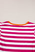 Striped Ruffle Sleeve Crew Neck Casual Blouse
