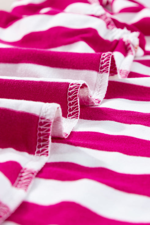 Striped Ruffle Sleeve Crew Neck Casual Blouse