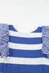 Striped Ruffle Sleeve Relaxed Fit Knit Shift Dress