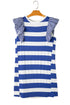 Striped Ruffle Sleeve Relaxed Fit Knit Shift Dress