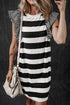Striped Ruffle Sleeve Relaxed Fit Knit Shift Dress