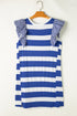 Striped Ruffle Sleeve Relaxed Fit Knit Shift Dress