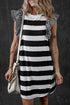 Striped Ruffle Sleeve Relaxed Fit Knit Shift Dress