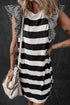 Striped Ruffle Sleeve Relaxed Fit Knit Shift Dress