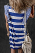 Striped Ruffle Sleeve Relaxed Fit Knit Shift Dress