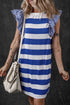 Striped Ruffle Sleeve Relaxed Fit Knit Shift Dress