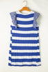 Striped Ruffle Sleeve Relaxed Fit Knit Shift Dress