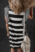 Striped Ruffle Sleeve Relaxed Fit Knit Shift Dress