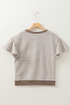 Striped Ruffle Sleeve Sequin Horse Patch Graphic Top