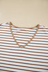 Striped Ruffle Sleeve V Neck Drawstring Pant Set
