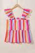 Striped Ruffle Strap Square Neck Babydoll Top