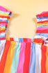 Striped Ruffle Strap Square Neck Babydoll Top