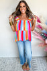 Striped Ruffle Strap Square Neck Babydoll Top