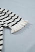 Striped Ruffle Trim Button Down Short Sleeve Sweater
