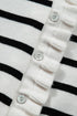 Striped Ruffle Trim Button Down Short Sleeve Sweater