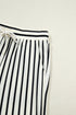 Striped Ruffle Trim Drop Shoulder Wide Leg Pant Set