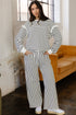 Striped Ruffle Trim Drop Shoulder Wide Leg Pant Set