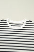 Striped Ruffle Trim Drop Shoulder Wide Leg Pant Set