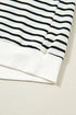 Striped Ruffle Trim Drop Shoulder Wide Leg Pant Set