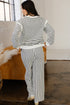 Striped Ruffle Trim Drop Shoulder Wide Leg Pant Set