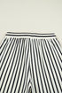 Striped Ruffle Trim Drop Shoulder Wide Leg Pant Set