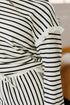 Striped Ruffle Trim Drop Shoulder Wide Leg Pant Set