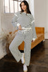 Striped Ruffle Trim Drop Shoulder Wide Leg Pant Set
