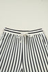 Striped Ruffle Trim Drop Shoulder Wide Leg Pant Set