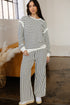 Striped Ruffle Trim Drop Shoulder Wide Leg Pant Set