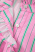 Striped Ruffle Trim Half Button Puff Sleeve Blouse