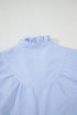 Striped Ruffled Collar Puff Sleeve Half Button Front Blouse