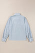 Striped Ruffled Eyelet Trim Cotton Button Down Shirt