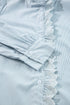 Striped Ruffled Eyelet Trim Cotton Button Down Shirt