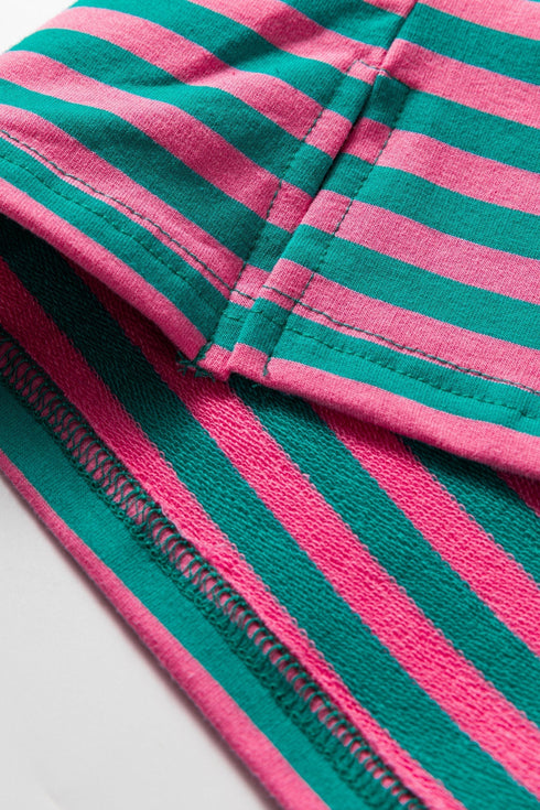 Striped Scalloped Sleeve Drop Shoulder Relaxed Fit Top