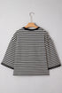 Striped Scalloped Sleeve Drop Shoulder Relaxed Fit Top