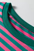 Striped Scalloped Sleeve Drop Shoulder Relaxed Fit Top