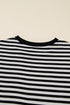 Striped Scalloped Sleeve Drop Shoulder Relaxed Fit Top