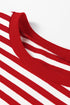 Striped Scalloped Sleeve Drop Shoulder Relaxed Fit Top