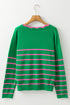 Striped Scalloped Trim Bow Front Knit Cardigan