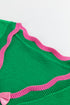 Striped Scalloped Trim Bow Front Knit Cardigan